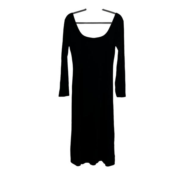 Old Navy Dress Womens Large Black Long Sleeve Scoop Neck Stretch Midi Witchy - Picture 1 of 11